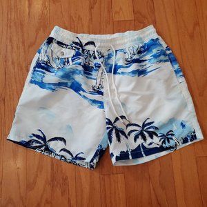 Polo Ralph Lauren Swim Trunks Medium Sailboat Tropical Print Pouch M